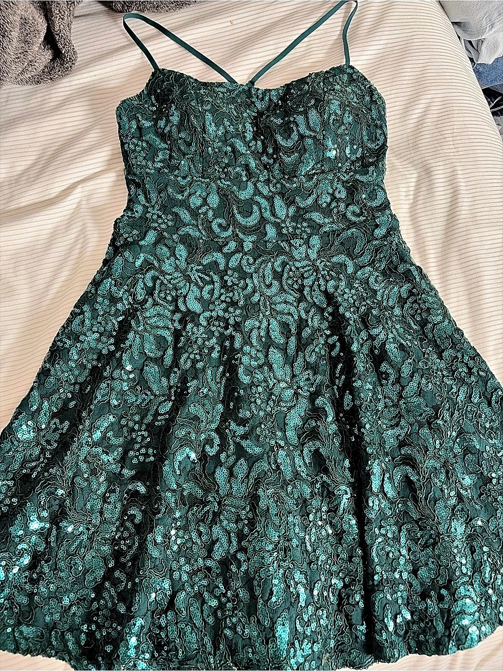 Sequin Mini Dress in Green Like New